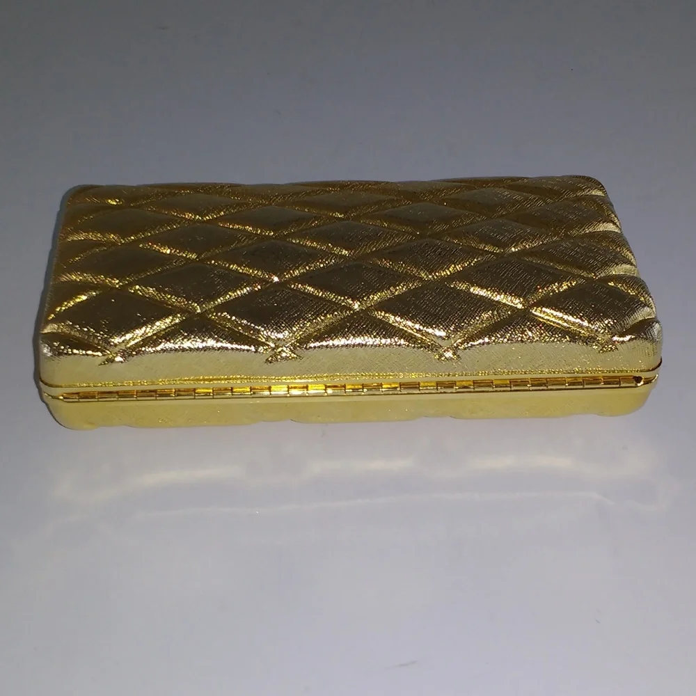 *Fabrizio Verniani gold-tone metal hard case crystal clutch